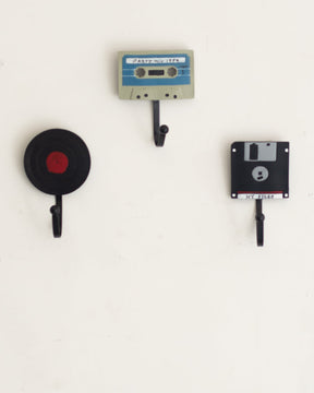 'Vintage Disks' Resin Wall Hooks - Set of 3