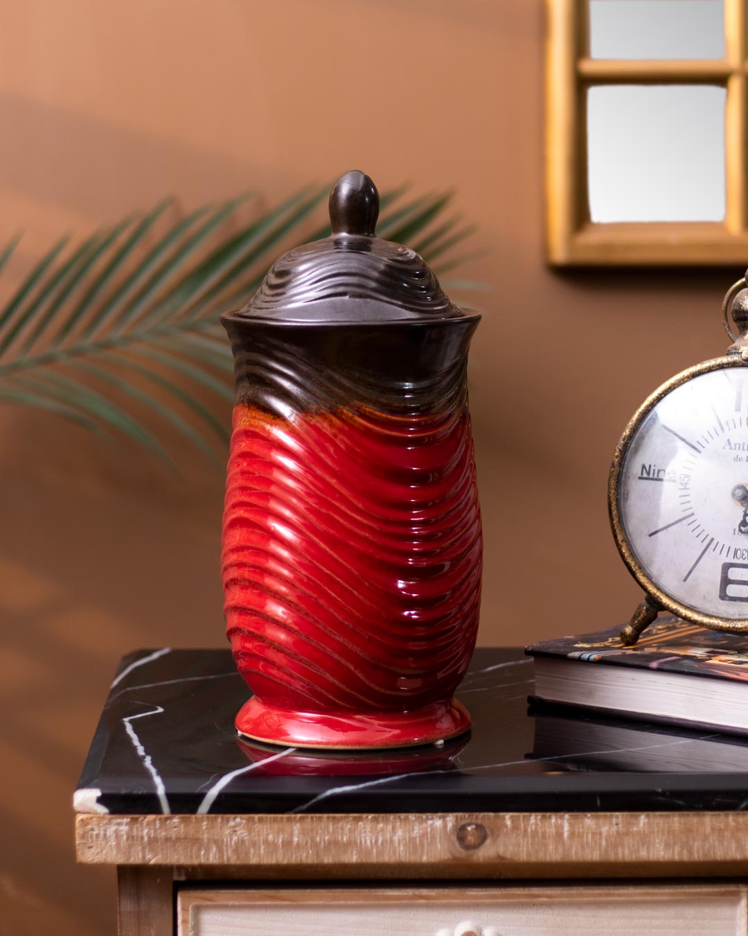 Red Navajo Lidded Vase - Large - The Decor Kart 