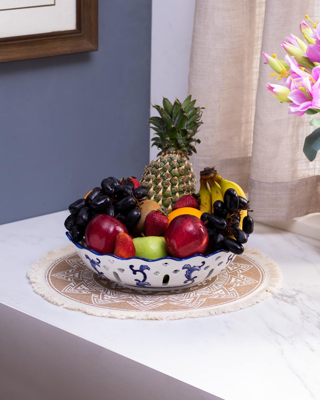 Traditional Blue & White Hand-Painted Bowl - The Decor Kart