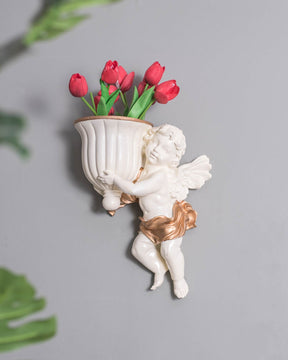 Angel Cherub - Wall Mounted Planter Urn - The Decor Kart 
