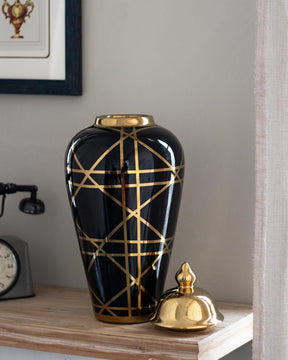 'Golden Stroke' Temple Jar - Small - The Decor Kart 
