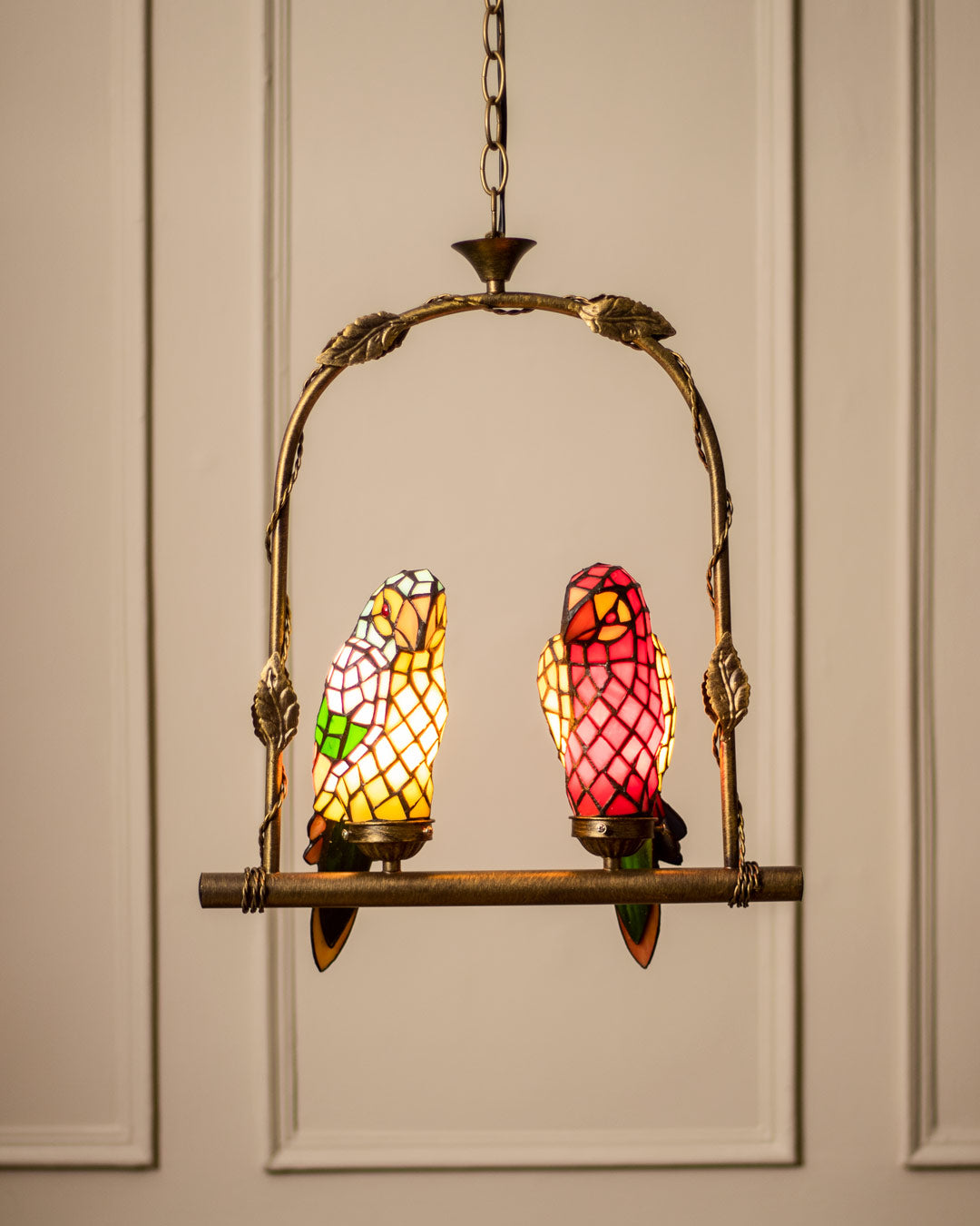Twin Tropical Tiffany Parrots Ceiling Light - The Decor Kart
