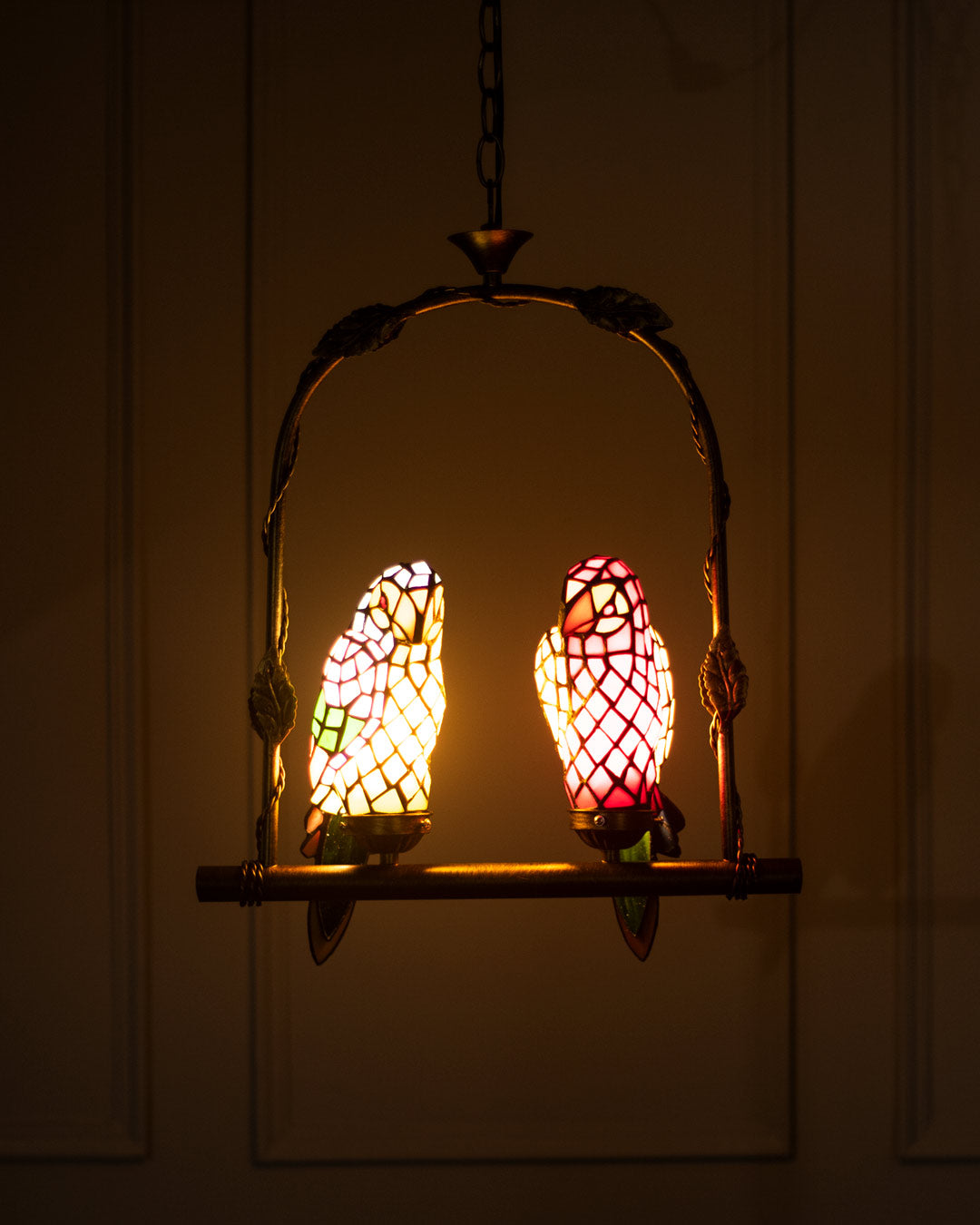 Twin Tropical Tiffany Parrots Ceiling Light - The Decor Kart