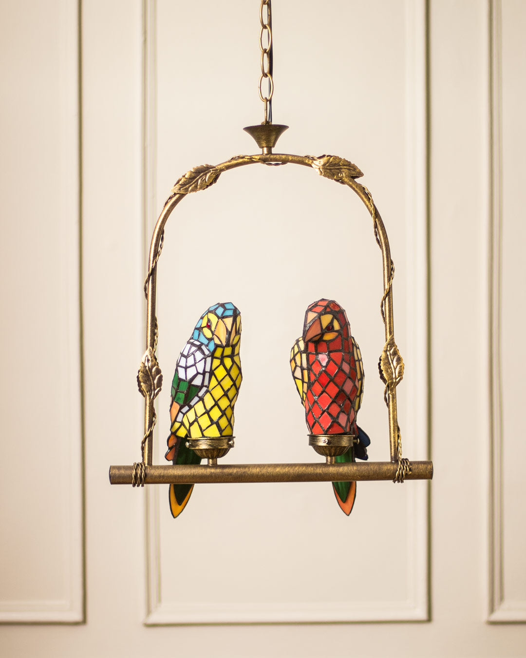 Twin Tropical Tiffany Parrots Ceiling Light - The Decor Kart