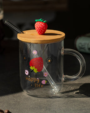 'Happy Life' Clear Coffee/Milk Mug