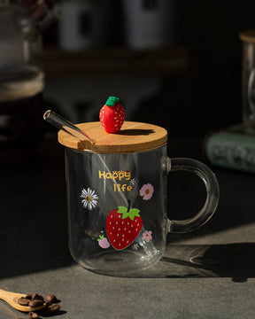'Happy Life' Clear Coffee/Milk Mug