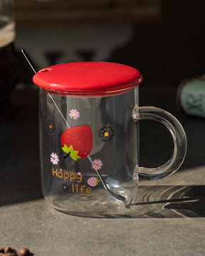 'Happy Life' Clear Coffee/Milk Mug