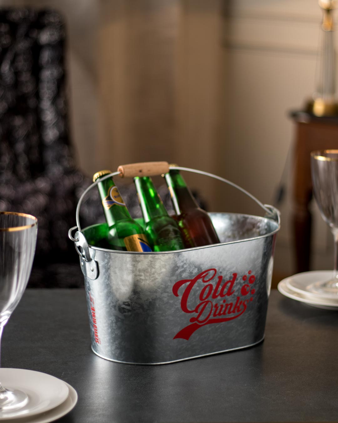 'Cold Drinks' Beer Bucket - Set of 2 - The Decor Kart 