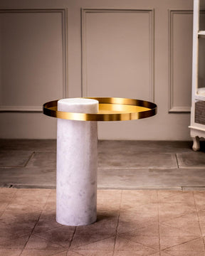 Carrara Luxe White Marble Side Table