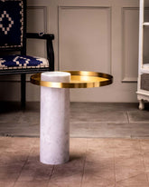 Carrara Luxe White Marble Side Table