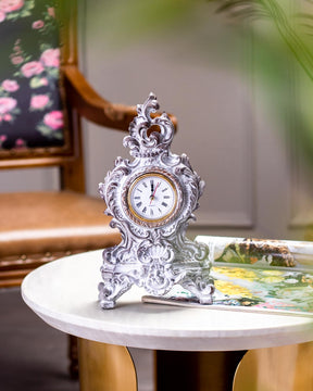 Rustic Grey Victorian Table Top Clock - The Decor Kart 