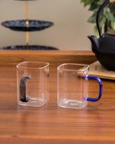 Transparent Coffee Mug Blue & Black - Set of 2