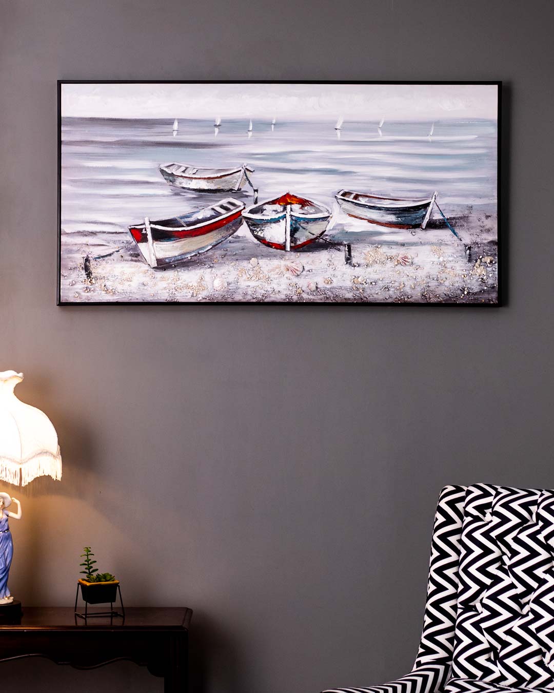 Fisherman's Town Semi Hand-made Wall Art - 48*25 Inch - The Decor Kart 