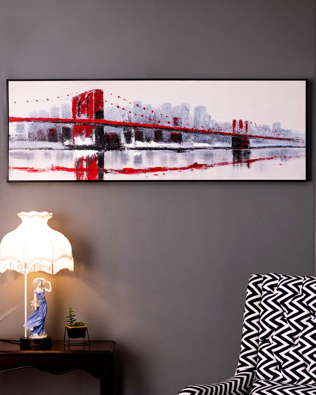 Brooklyn Bridge Semi Hand-made Wall Art - 60*21 Inch - The Decor Kart