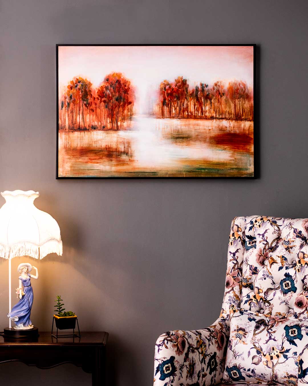 Across the Field Semi Hand-made Wall Art - 36*24  Inch - The Decor Kart