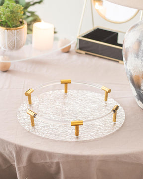 Clear Acrylic Serving Tray with Golden Handles