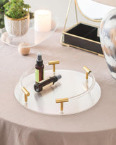 Clear Acrylic Serving Tray with Golden Handles