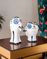 Porcelain Elephant Figurines - Set of 2