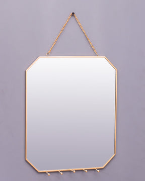 Golden Hanging Hexagonal Mirror - Large