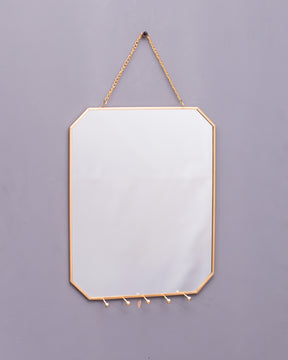 Golden Hanging Hexagonal Mirror - Small