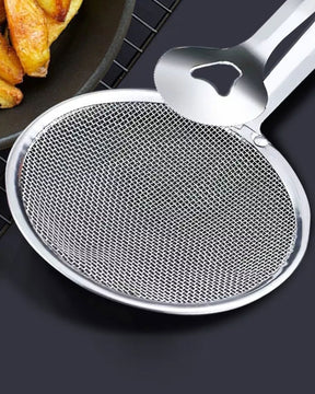 Stainless Steel 2 in 1 Fry Oil Filter Spoon Strainer With Tong - The Decor Kart 