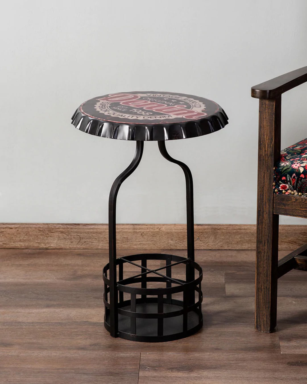 Bottle Cap Side Table with Storage - The Decor Kart 