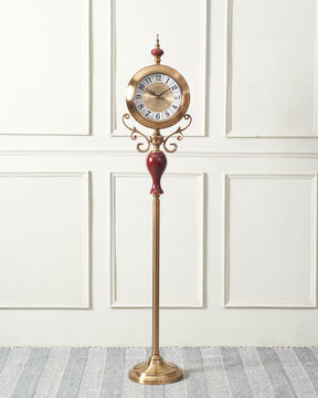 Classic 'Seville' ornamental clock with a red and gold finish, adding a touch of elegance to home entryways.