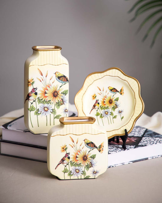Exquisite Decorative Vase & Plate Set of 3