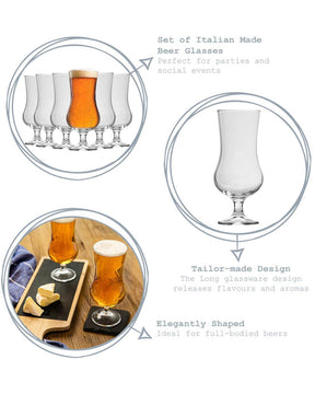 Bormioli Rocco Hurricane Beer Glasses - 500ml - Pack of 6