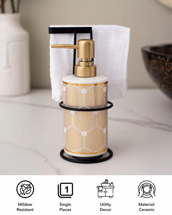 Geometric Pattern Soap Dispenser - White