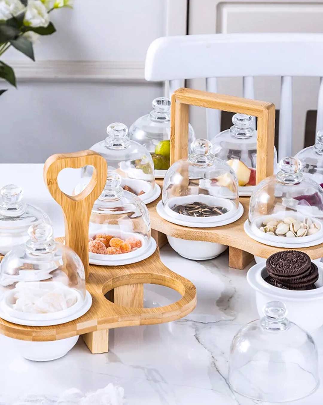 Divided Glass Serving Tray - 4 Compartments - The Decor Kart 