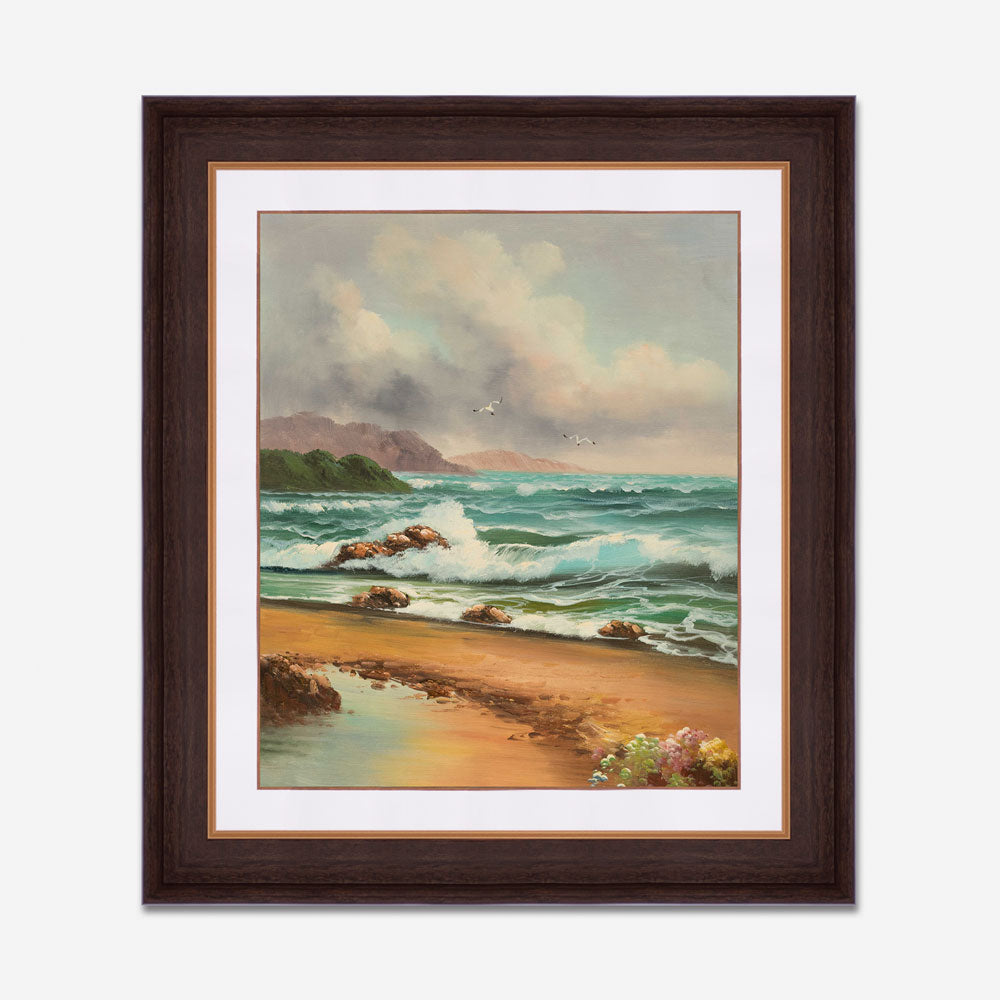 "Lake View Waves" Handmade Oil Painting 20"x24" - The Decor Kart