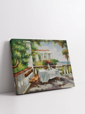"Table on the Terrace" Handmade Oil Painting 20"x24"