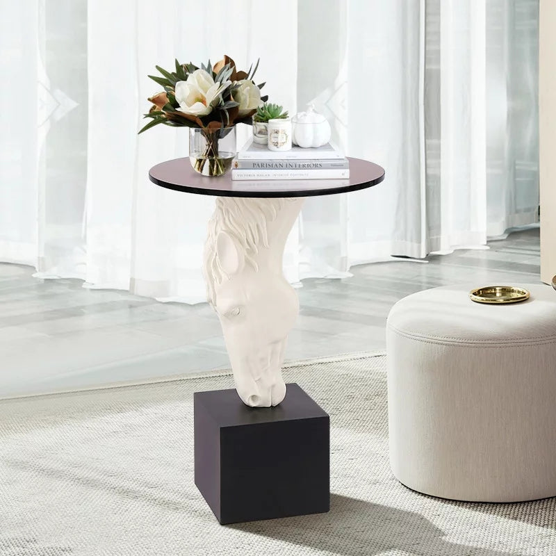 Equestrian Side Table - White - The Decor Kart 