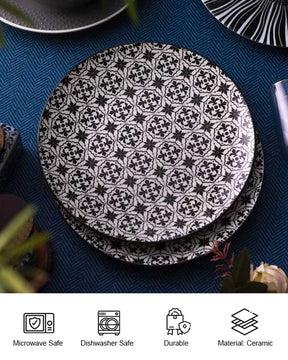 Black Patterned Dinner Plate