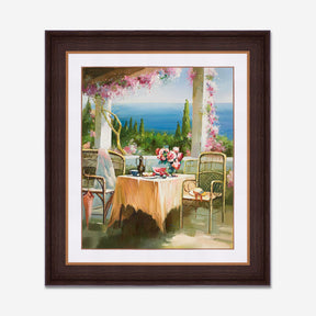"Flowering Terrace. Sea View" Handmade Oil Painting 20"x24"