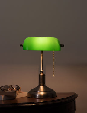 Banker's Table Lamps with Glass Shade 