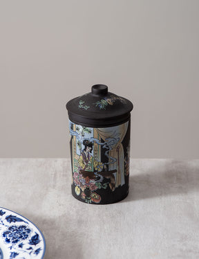 'The Courtyard' Stoneware Lidded Mug - Dark Brown - The Decor Kart 