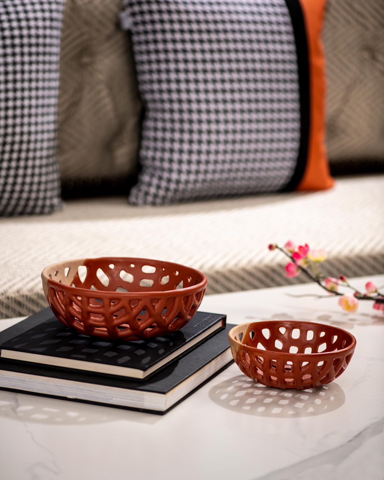 Red Ceramic Baskets - Set of 2