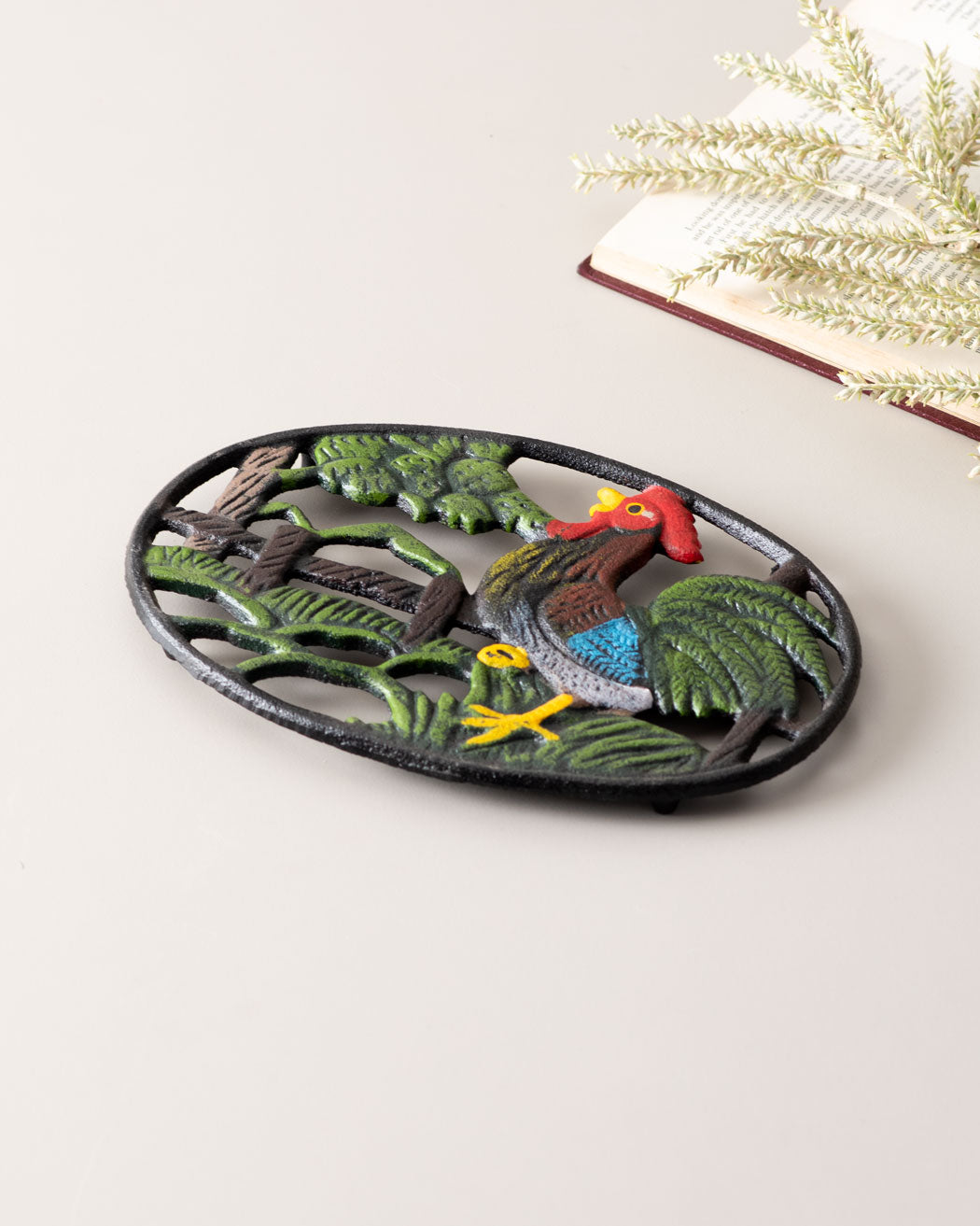 Rooster's Call Cast Iron Trivet - The Decor Kart 