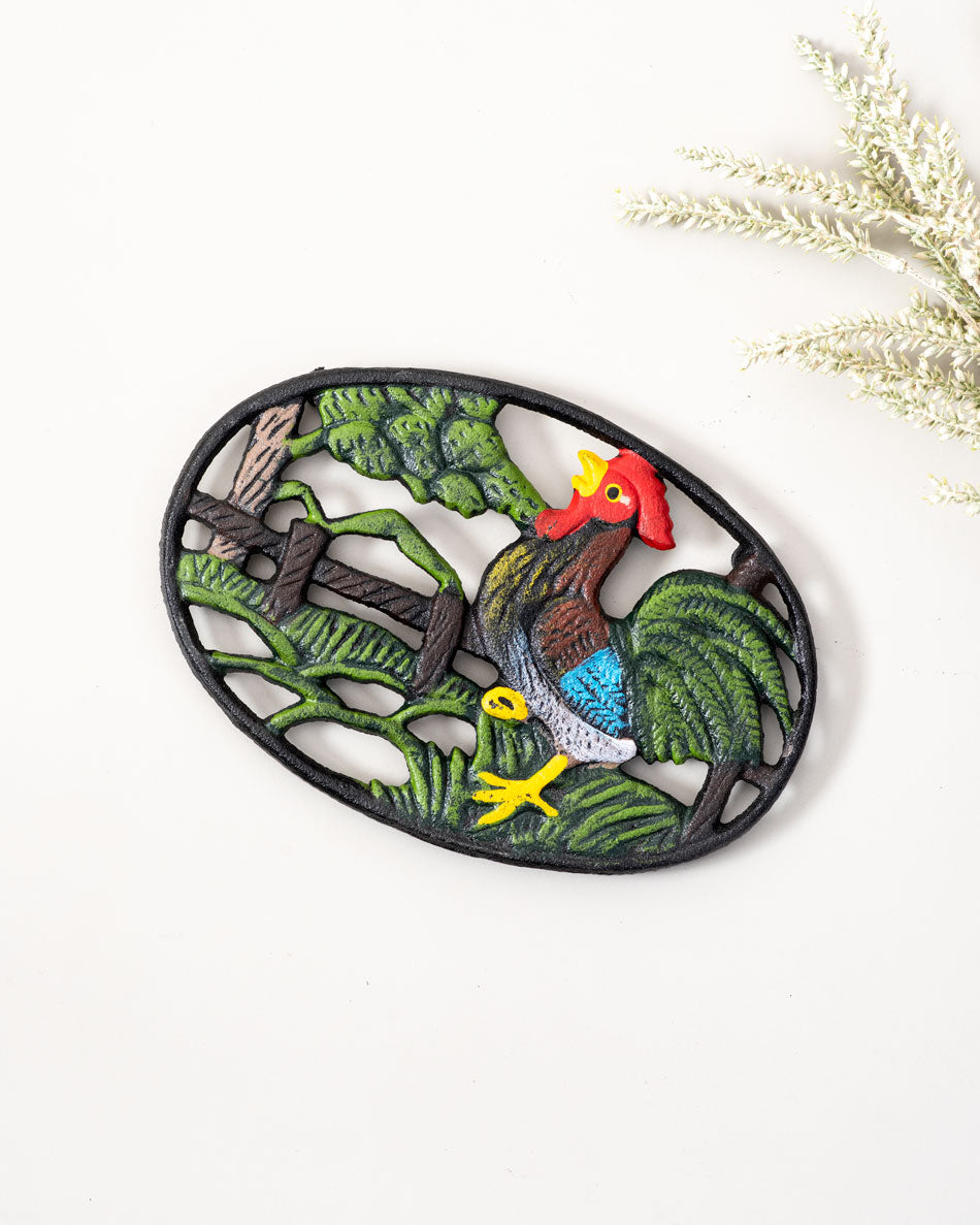 Rooster's Call Cast Iron Trivet - The Decor Kart 