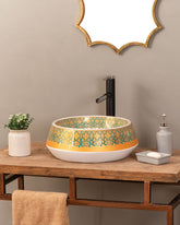 Golden Porcelain Countertop Basin - The Decor Kart 