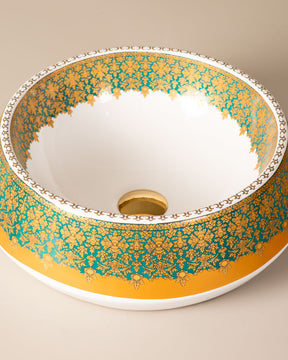Golden Porcelain Countertop Basin - The Decor Kart 
