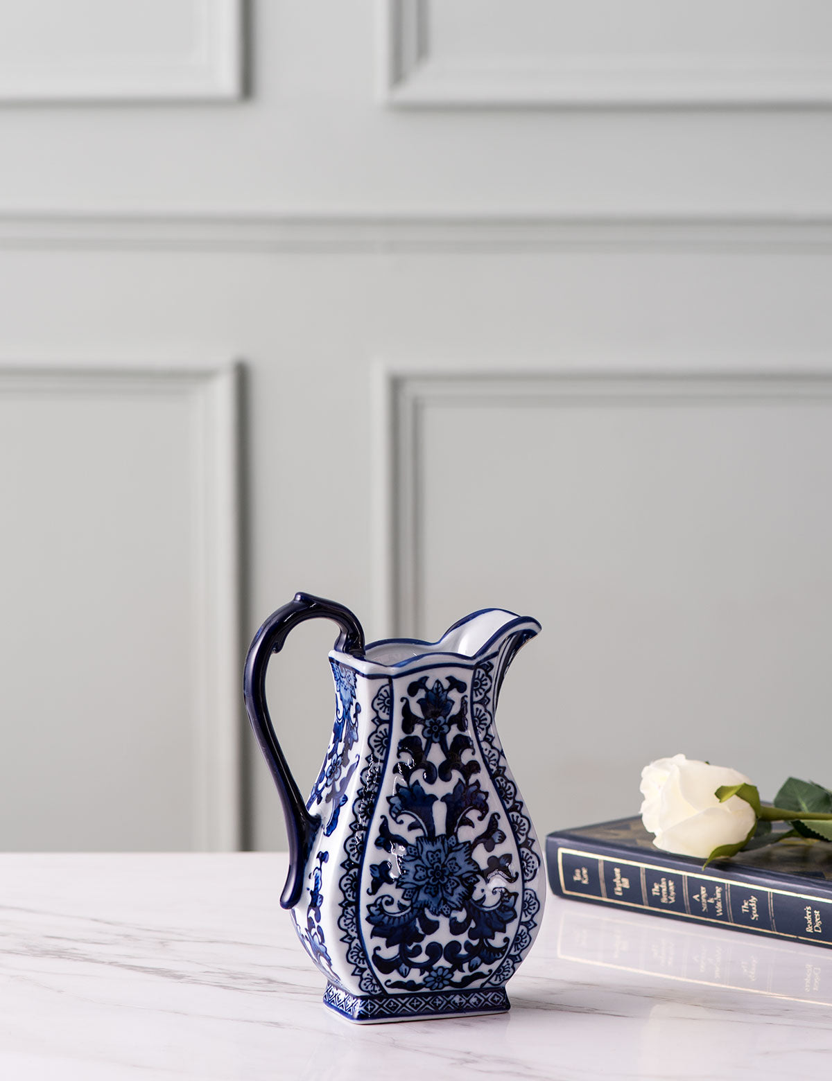 Rendezvous with Hand Painted Blue - Traditional Ceramic Pitcher
