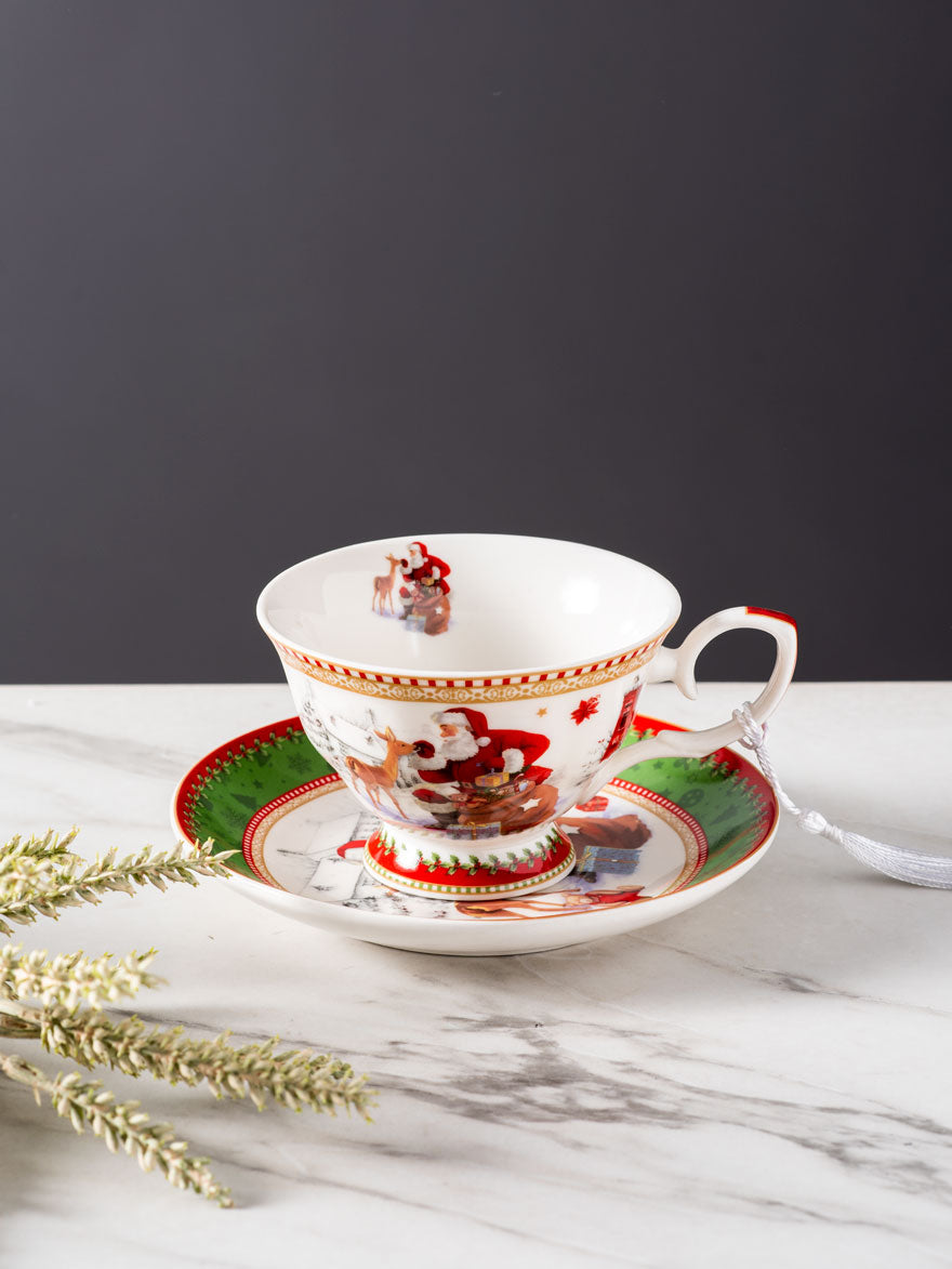 Merry Christmas - Teacup and Saucer - The Decor Kart 