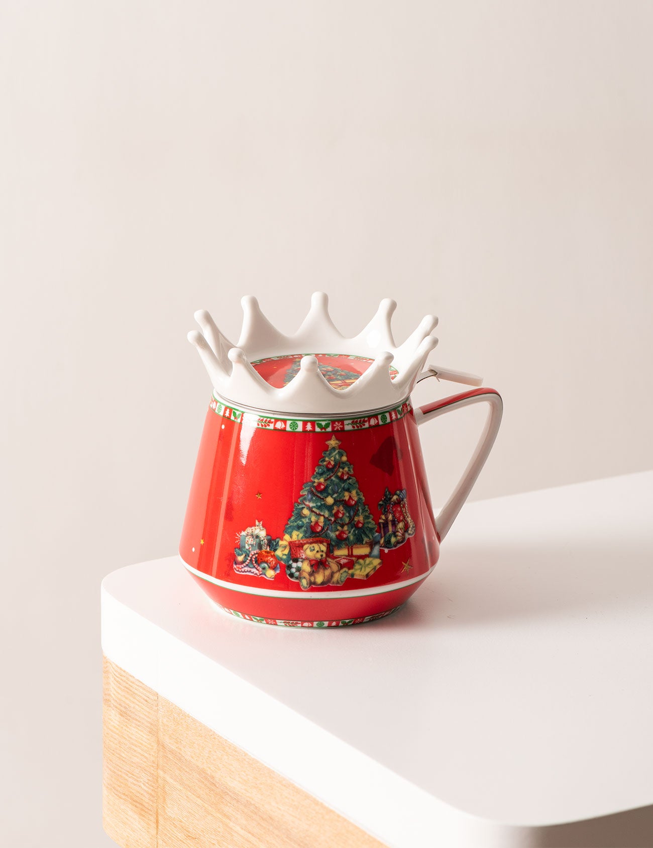 Christmas Tree Mug w/ lid, & seive - The Decor Kart 