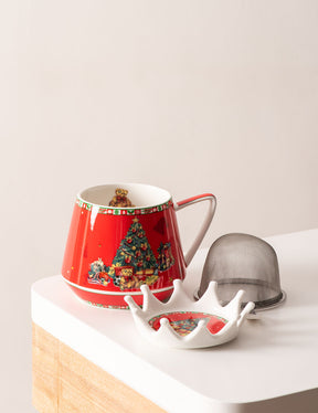 Christmas Tree Mug w/ lid, & seive - The Decor Kart 