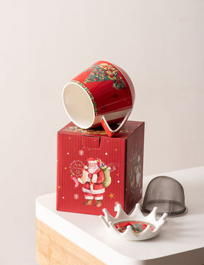 Christmas Tree Mug w/ lid, & seive - The Decor Kart 