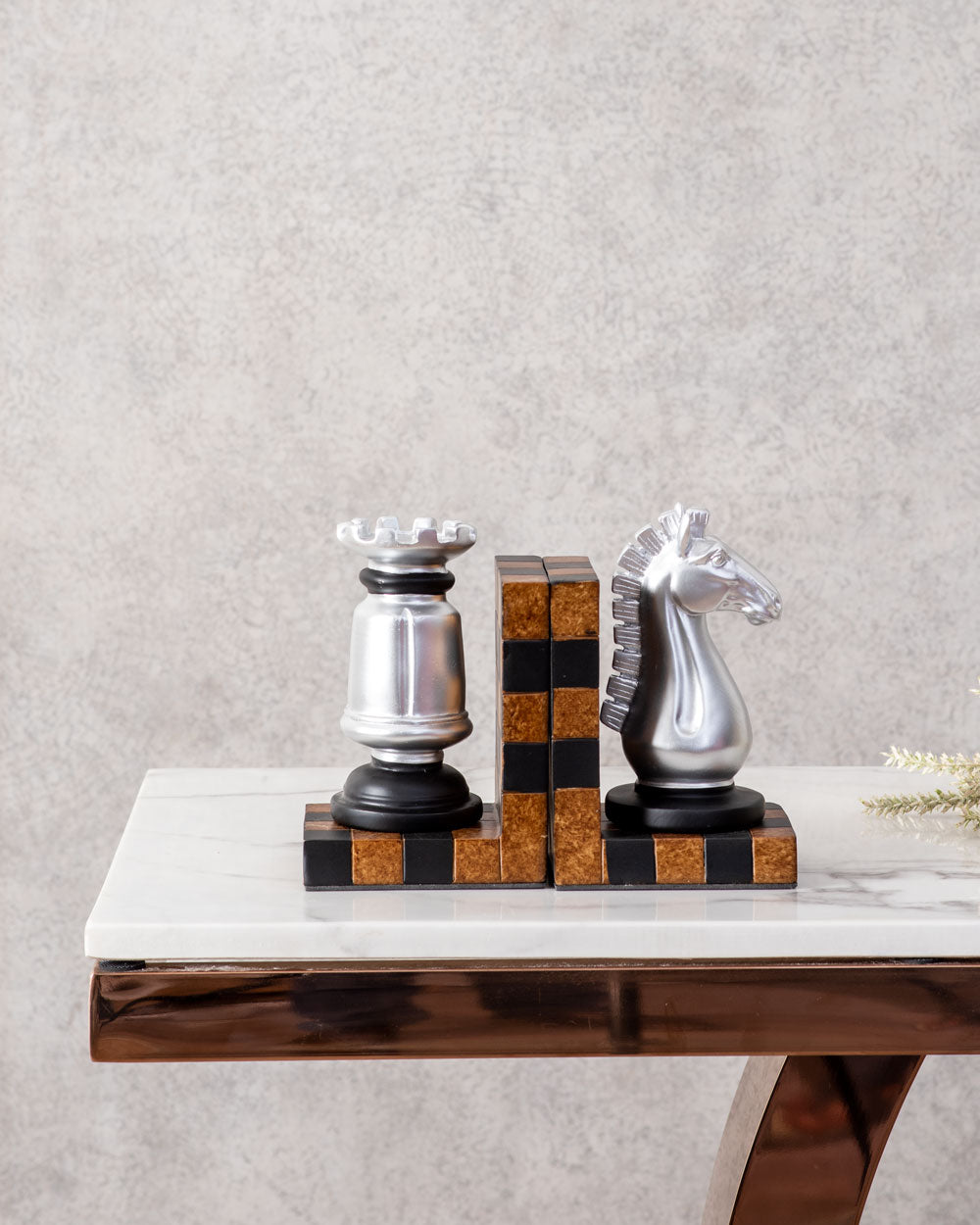 Chess Bookend Set - Silver - The Decor Kart 