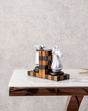 Chess Bookend Set - Silver - The Decor Kart 